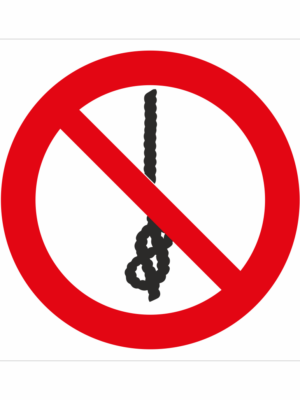 Bezpečnostní značení - Zákazový symbol: Zákaz používání lana s uzly