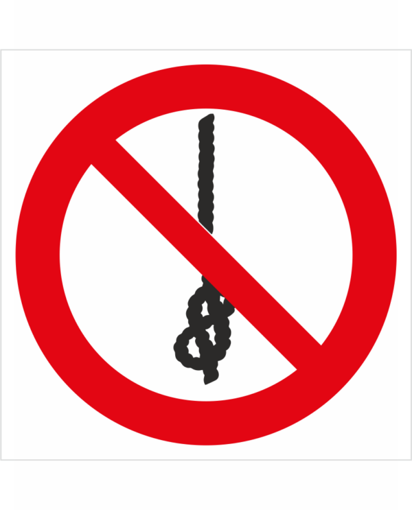 Bezpečnostní značení - Zákazový symbol: Zákaz používání lana s uzly