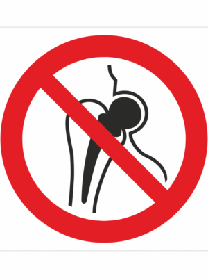 Bezpečnostní značení - Zákazový symbol: Zákaz vstupu osob s kovovými implantáty