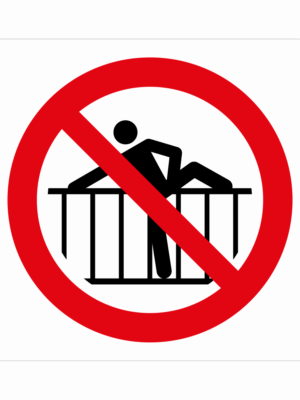Bezpečnostní značení - Zákazový symbol: Zákaz přelezání zábran