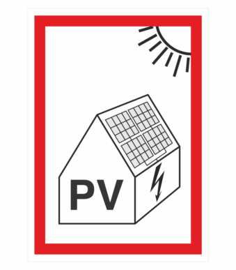 Bezpečnostní značení - Označení fotovoltaické instalace: FVE na budově