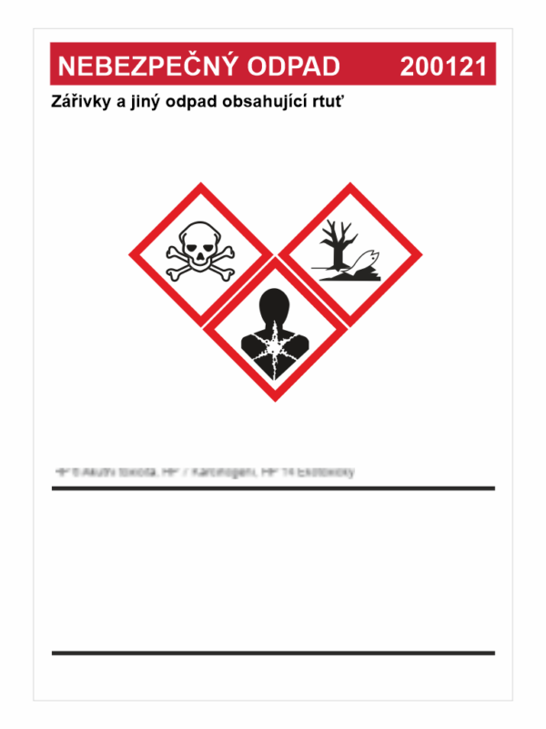 Nebezpečný odpad 200121 Zářivky a jiný ....