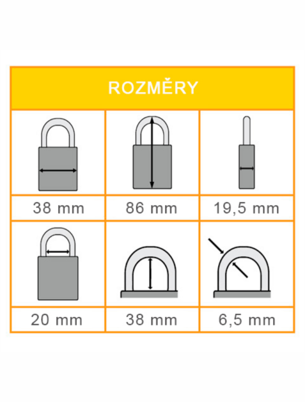 Nylonové zámky s 38 mm ocelovým okem
