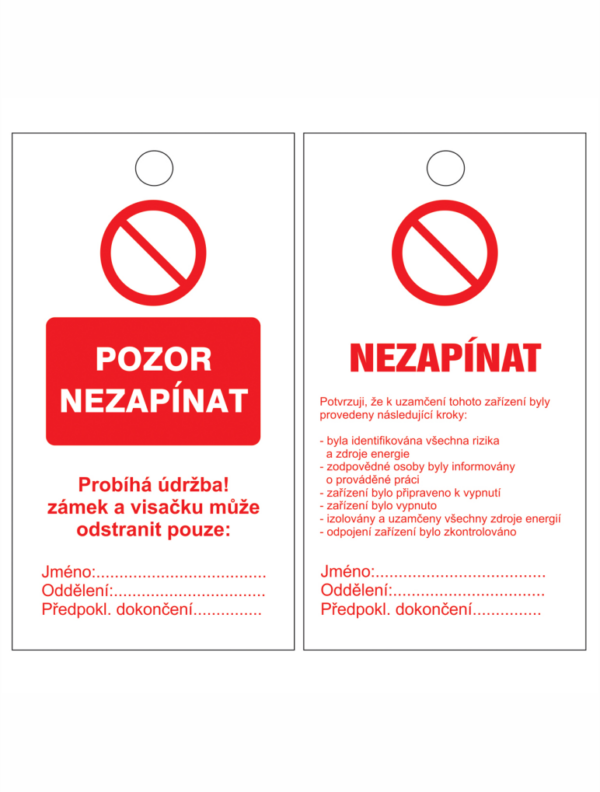 Informační visačka - Pozor nezapínat