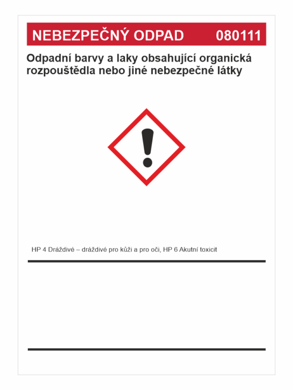 Nebezpen odpad 080111 Odpadn barvy a laky . | KRIAN - safetyshop