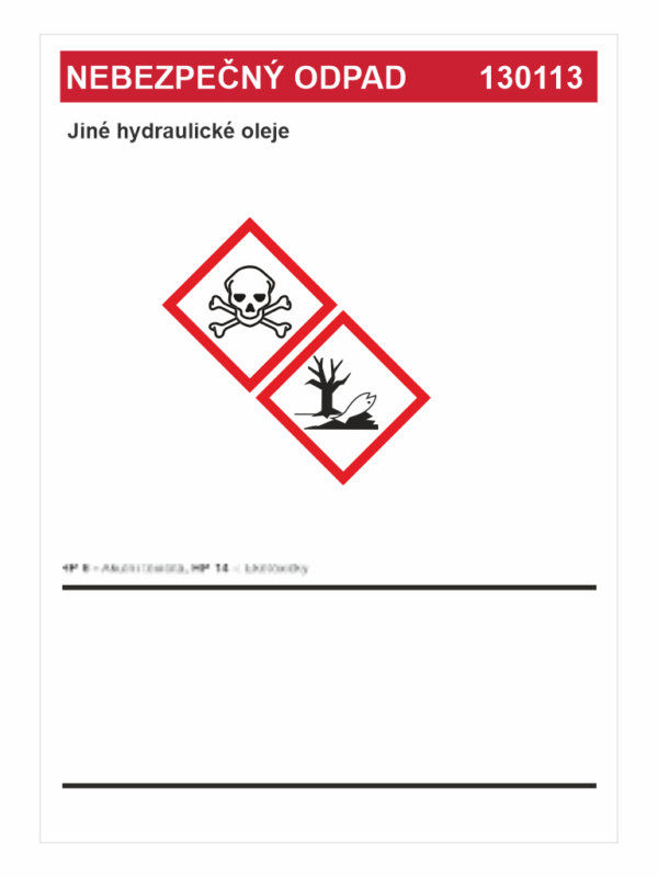 Nebezpečný odpad 130113 Jiné hydraulické oleje