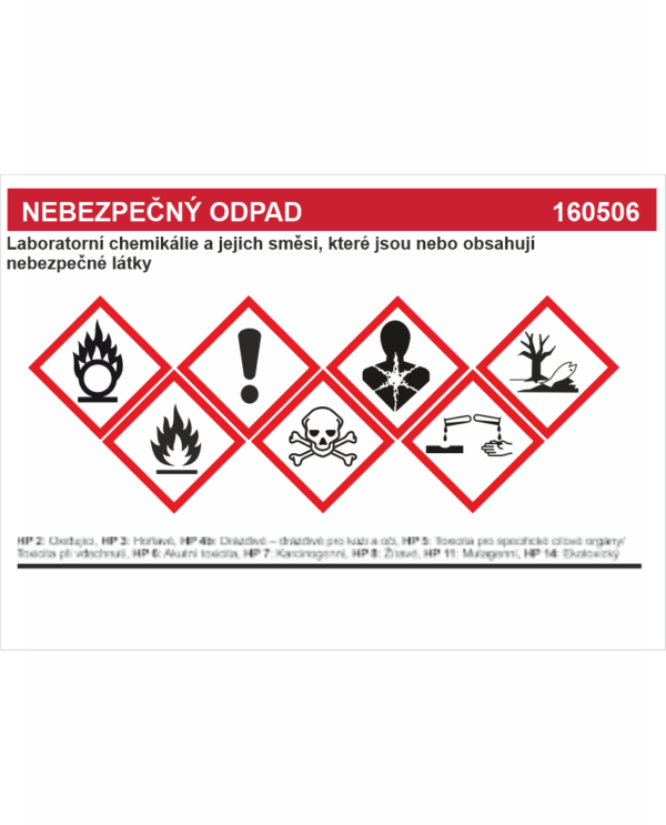 Nebezpečný odpad 160506 - Laboratorní chemikálie ....