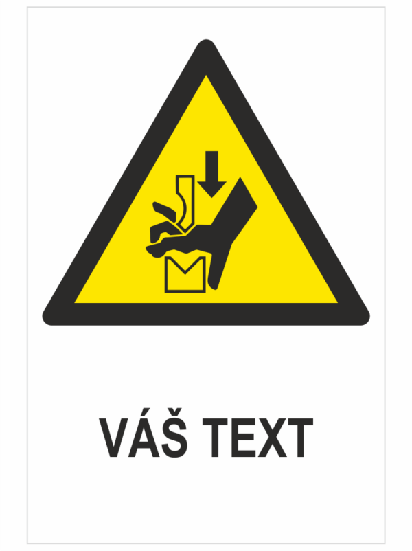 Rozdrvenie rúk medzi nástrojmi ohraňovacieho lisu ISO 7010 – Váš text