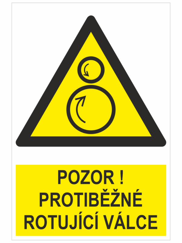 POZOR ! protiběžné rotující válce - ISO 7010