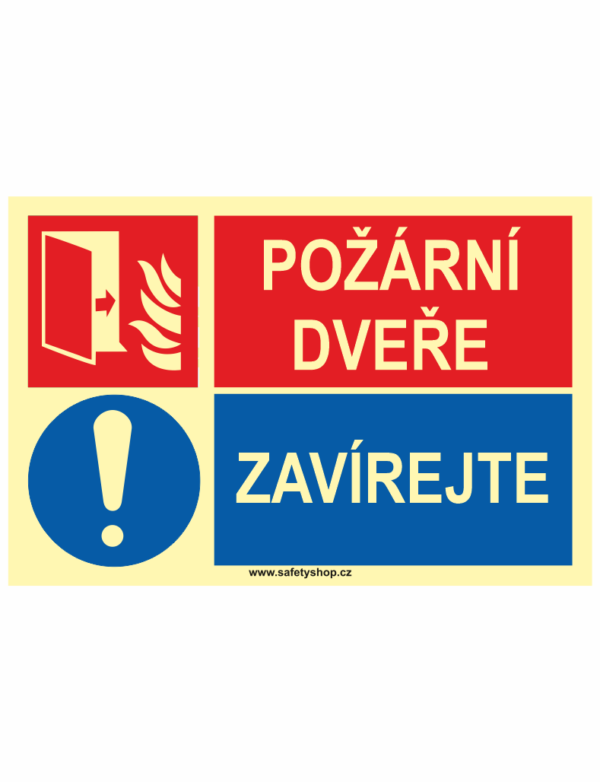 Požární dveře - Zavírejte ISO 7010 fotoluminiscenční