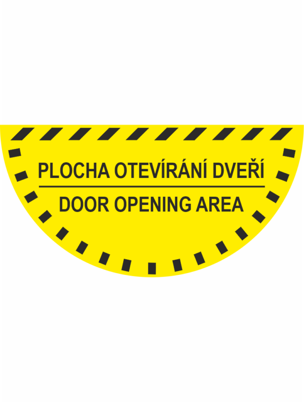 Podlahové značení - PLOCHA OTEVÍRÁNÍ DVEŘÍ/DOOR SWING AREA půlkruh