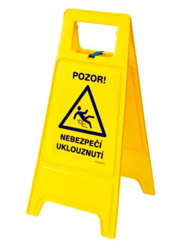 Oboustranná výstražná tabule - Pozor! Nebezpečí uklouznutí