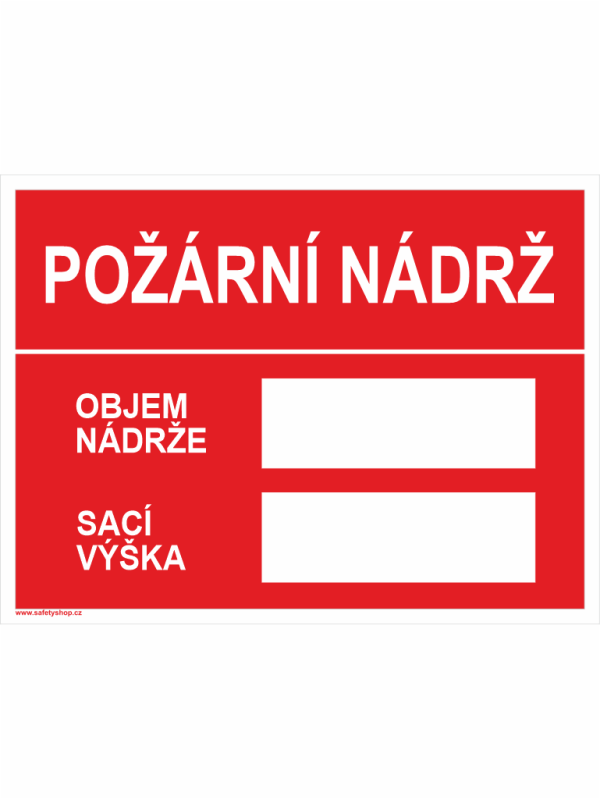 Požární nádrž - objem/sací výška