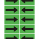 Grid of eight green panels showing bold black arrows: left column arrows point right, right column arrows point left (repeating pattern).