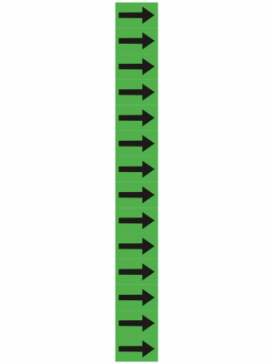 Vertical green column featuring numerous black right-pointing arrows in evenly spaced sections, like a navigation strip.