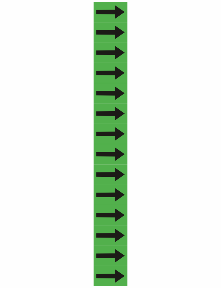 Vertical green column featuring numerous black right-pointing arrows in evenly spaced sections, like a navigation strip.