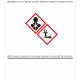 Hazardous waste label with a red banner reading 'NEBEZPECNÝ ODPAD' and code 120120, plus Czech toxicity notes and warning pictograms in diamonds on white background.