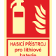 Fire extinguisher for lithium batteries – safety sign (Czech text: Hasiči přístroj pro lithiumové baterie)