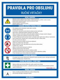 Czech poster detailing safety rules for using a handheld drill, with icons and warnings.