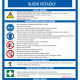 Czech poster detailing safety rules for using a handheld drill, with icons and warnings.