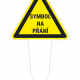 Yellow warning triangle with bold black border and the Czech text 'SYMBOL NA PŘÁNÍ' mounted on a stake.