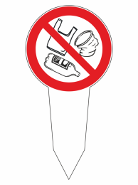No drinking: a bottle and a cup inside a red no-entry circle, indicating beverages are not allowed.