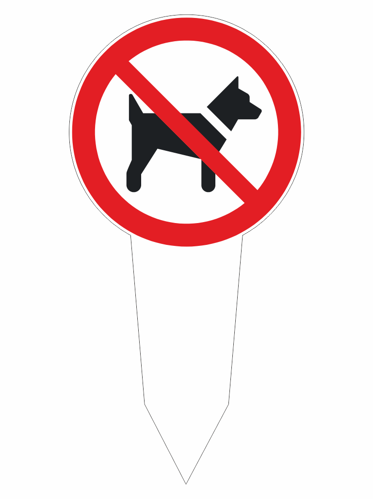 ZH24018 | KRIŽAN - safetyshop No dogs allowed sign indicating dogs are prohibited in the area by a red circle with a diagonal slash over a dog silhouette