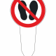 ZH24020 | KRIŽAN - safetyshop No barefoot walking sign: two black footprints inside a red prohibition circle with a diagonal bar.